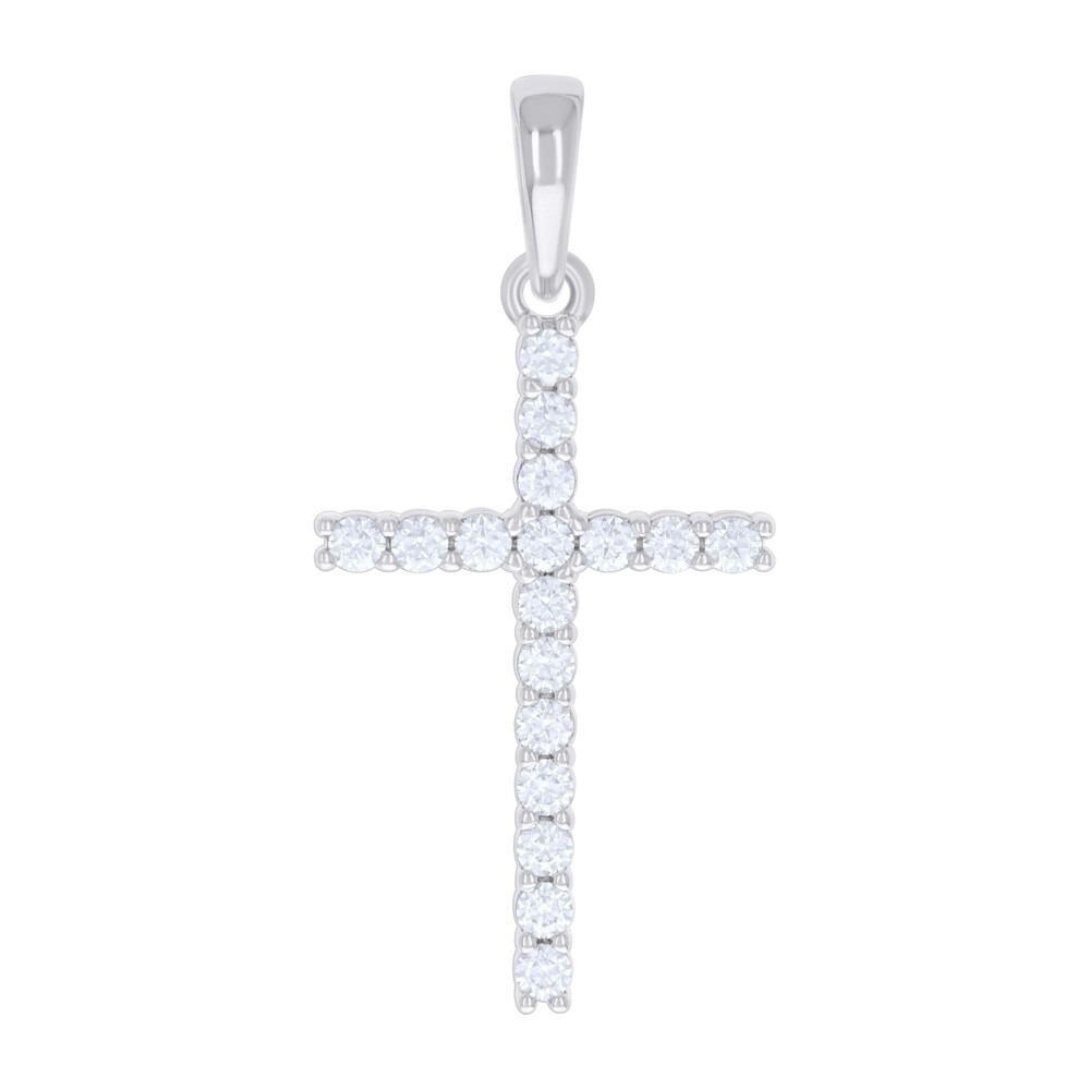 925 Sterling Silver Womens 1.02ct Moissanite Cross Religious Charm Pendant